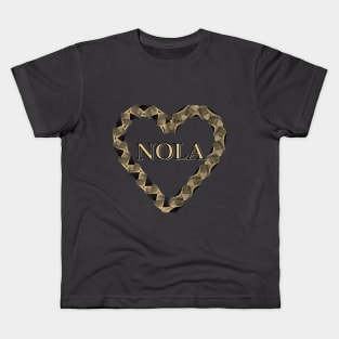 NOLA Heart Wreath - Black & Gold Kids T-Shirt